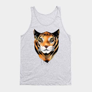 Tiger face line ink digital drawing Tank Top